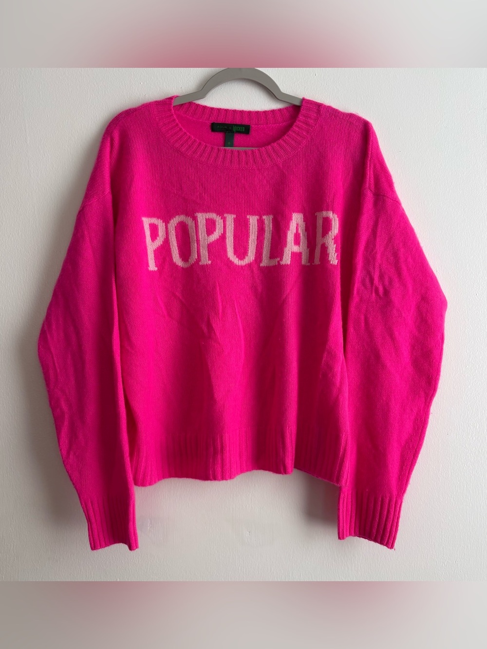 AQUA Cashmere x Wicked Hot Pink 100% Cashmere Wicked Popular Pullover Sweater L